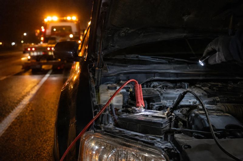 Flat tire being changed during roadside assistance in Reading, PA
